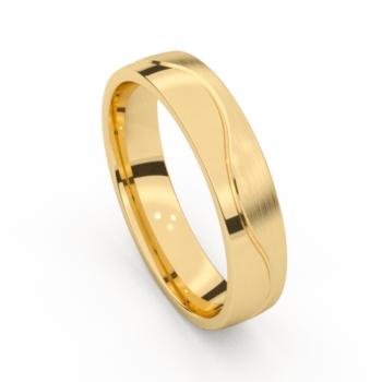 De ring is vervaardigd uit 18 karaat goud. De ring heeft een lijntje rondom.
