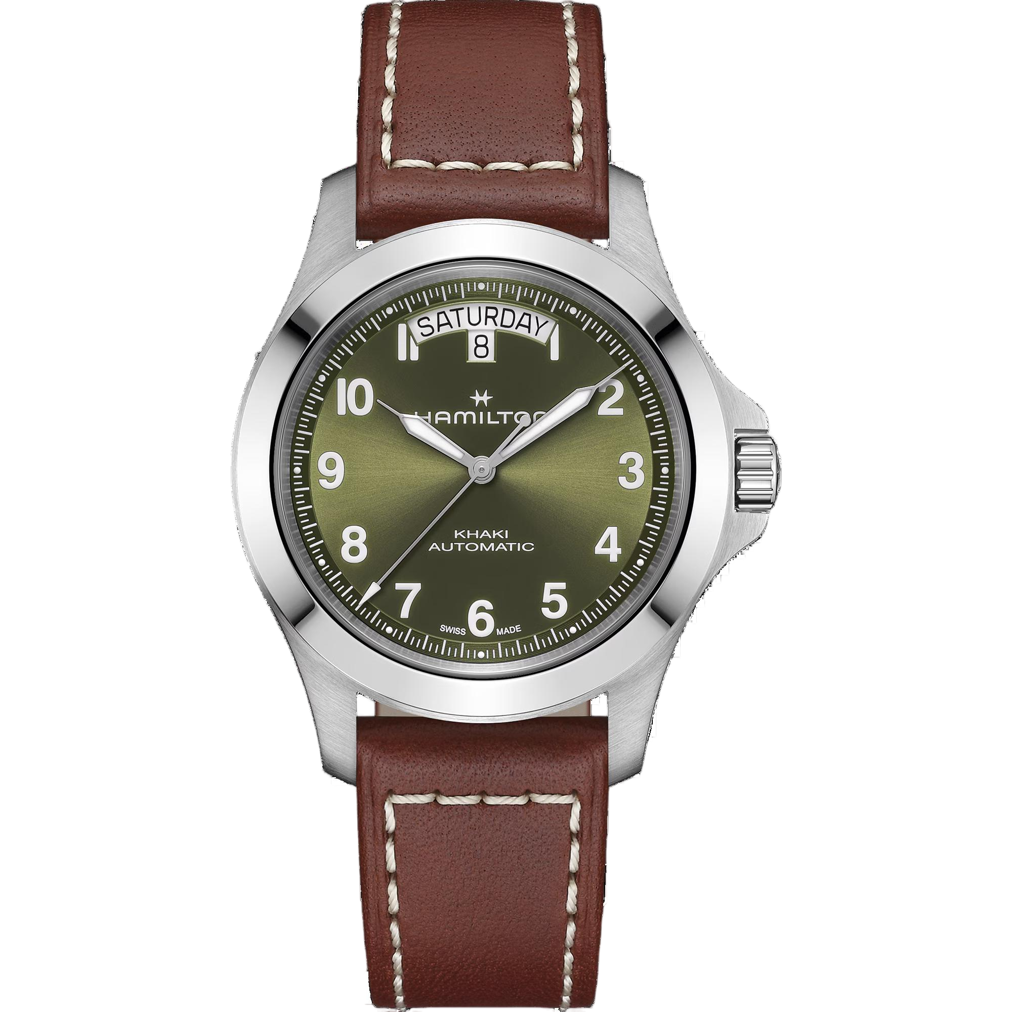 De Hamilton Khaki Field King Day-Date H64475560 is een polshorloge van 40 mm. Voorzien van een dag- en datumfunctie, biedt het een perfecte mix van stijl en functionaliteit. Ideaal te dragen bij casual en formele gelegenheden, zorgt het tijdloze ontwerp voor een elegante touch bij elke outfit. Essentieel voor elke horlogeliefhebber.