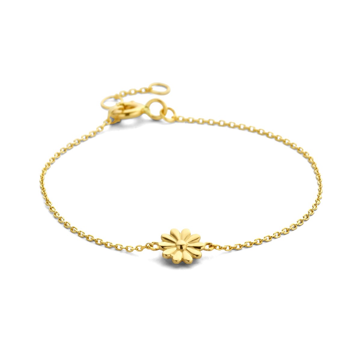 Armband Bloem 11 &ndash; 12 &ndash; 13 Cm 14K Geelgoud modelnummer 40.28117 is een verfijnde geelgouden armband, perfect voor elke gelegenheid. Met een bloemdesign straalt het elegantie uit. Draag het solo voor een subtiele look of combineer met andere armbanden voor een modieuze uitstraling. Ideaal voor dagelijks gebruik of speciale gelegenheden. Kwaliteit en stijl in &eacute;&eacute;n.