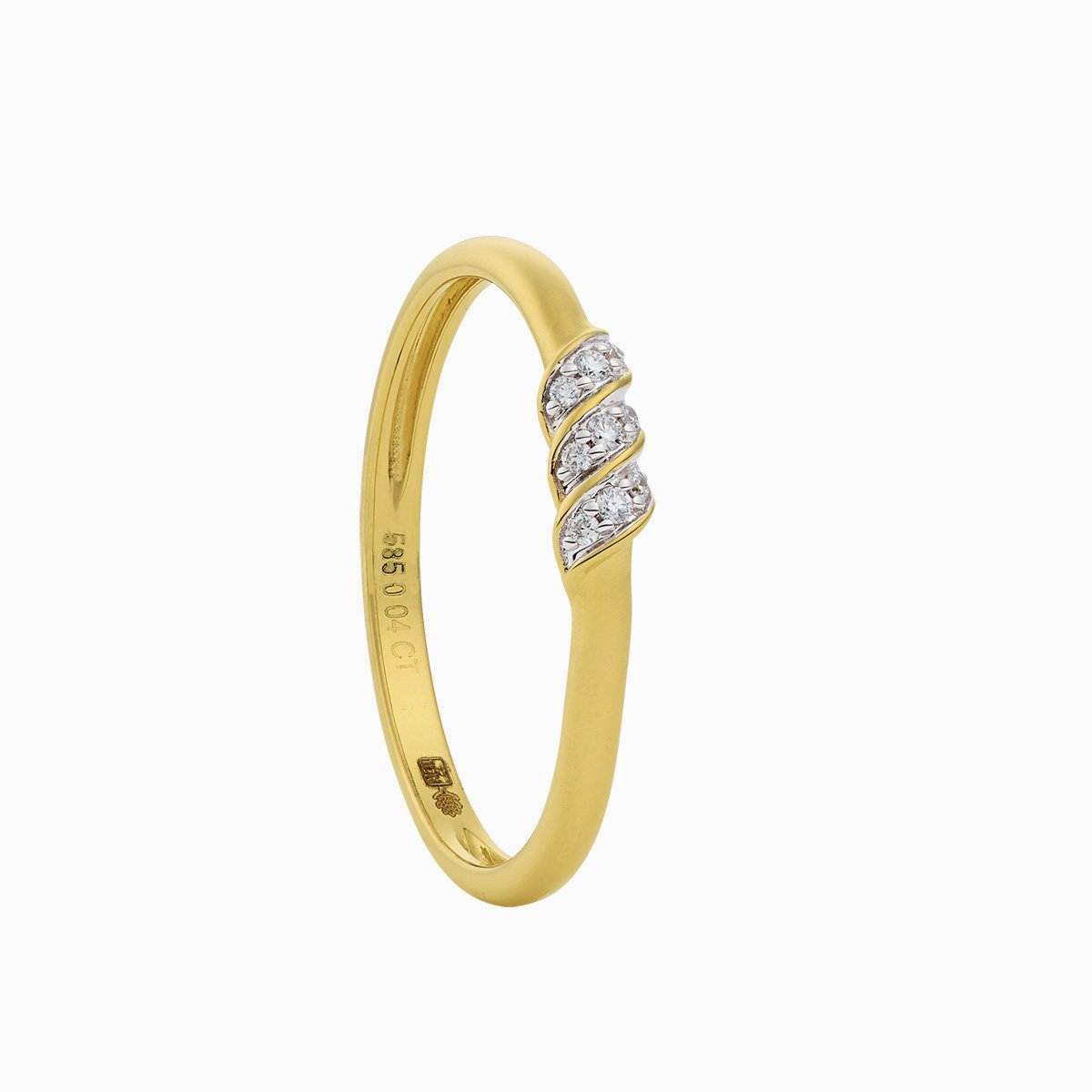 Ring R2025/27. 14 karaat goud met 0,04 crt natuurlijke diamant. Diamant kwaliteit Top Wesselton SI.