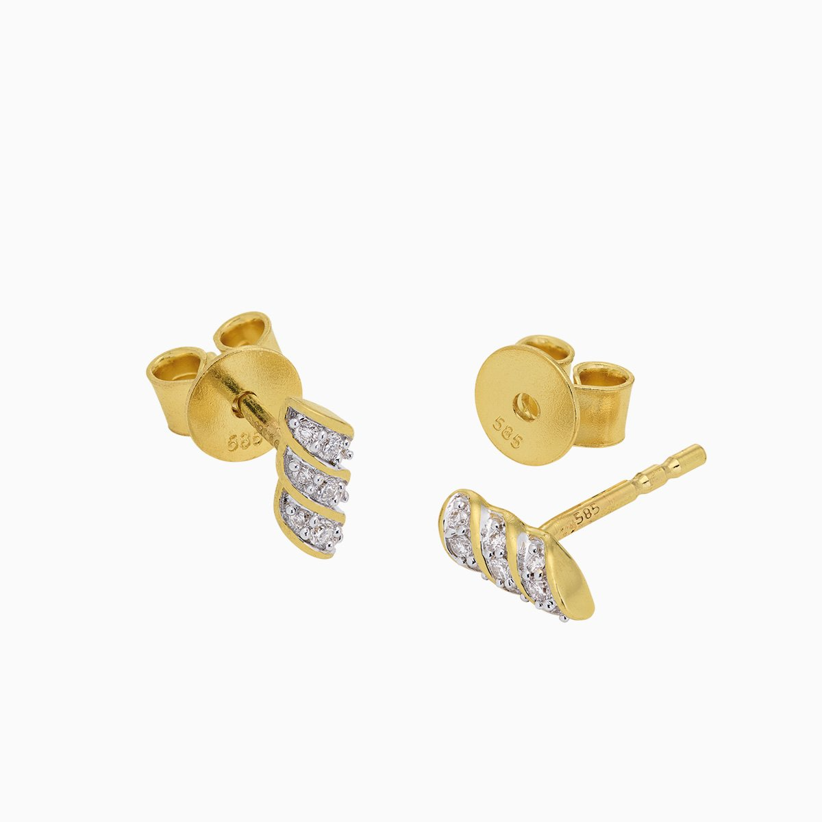 14kt. Geelgouden Eclat oorknoppen 0.07Ct Tw/Si