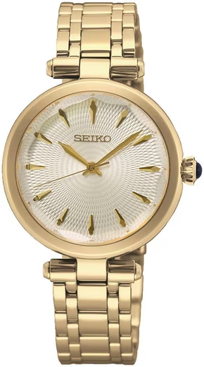 Die Damenuhr Seiko  besticht durch ihr elegantes Design und hochwertige Verarbeitung. Als Armbanduhr klassifiziert, bietet sie eine zeitlose Erg&auml;nzung f&uuml;r jedes Outfit. Der beste Weg, sie zu tragen, ist am Handgelenk, um Stil und Funktionalit&auml;t zu vereinen. Ihre hochwertige Verarbeitung macht sie zur perfekten Wahl f&uuml;r modebewusste Damen.