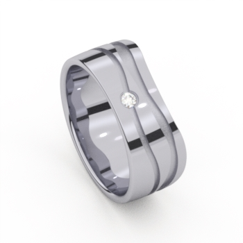 De ring is vervaardigd uit palladium met een 1 briljant van 0.03 punten