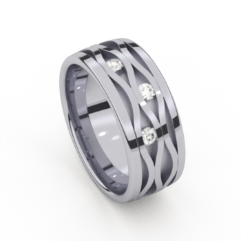 De ring is vervaardigd uit palladium met briljant