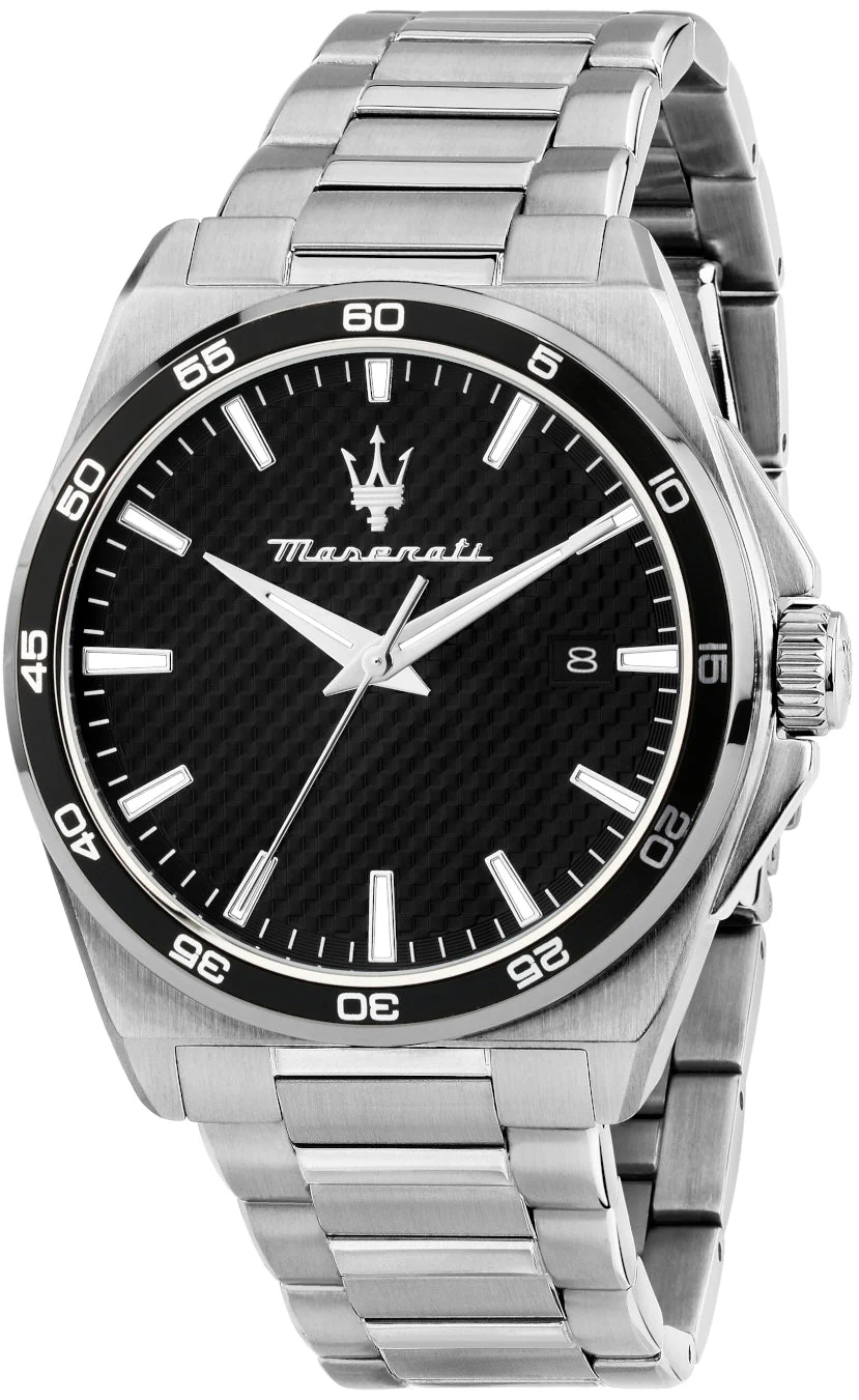 Die Maserati Herrenuhr zeichnet sich durch ihr elegantes Design und hochwertige Materialien aus. Mit einem robusten Edelstahlgeh&auml;use, einem pr&auml;zisen Quarzuhrwerk und einem stilvollen Zifferblatt ist sie ideal f&uuml;r jeden Anlass. Tragen Sie diese Uhr am besten zu formeller oder gesch&auml;ftlicher Kleidung, um Ihren Look zu vervollst&auml;ndigen und stilvoll zu wirken.