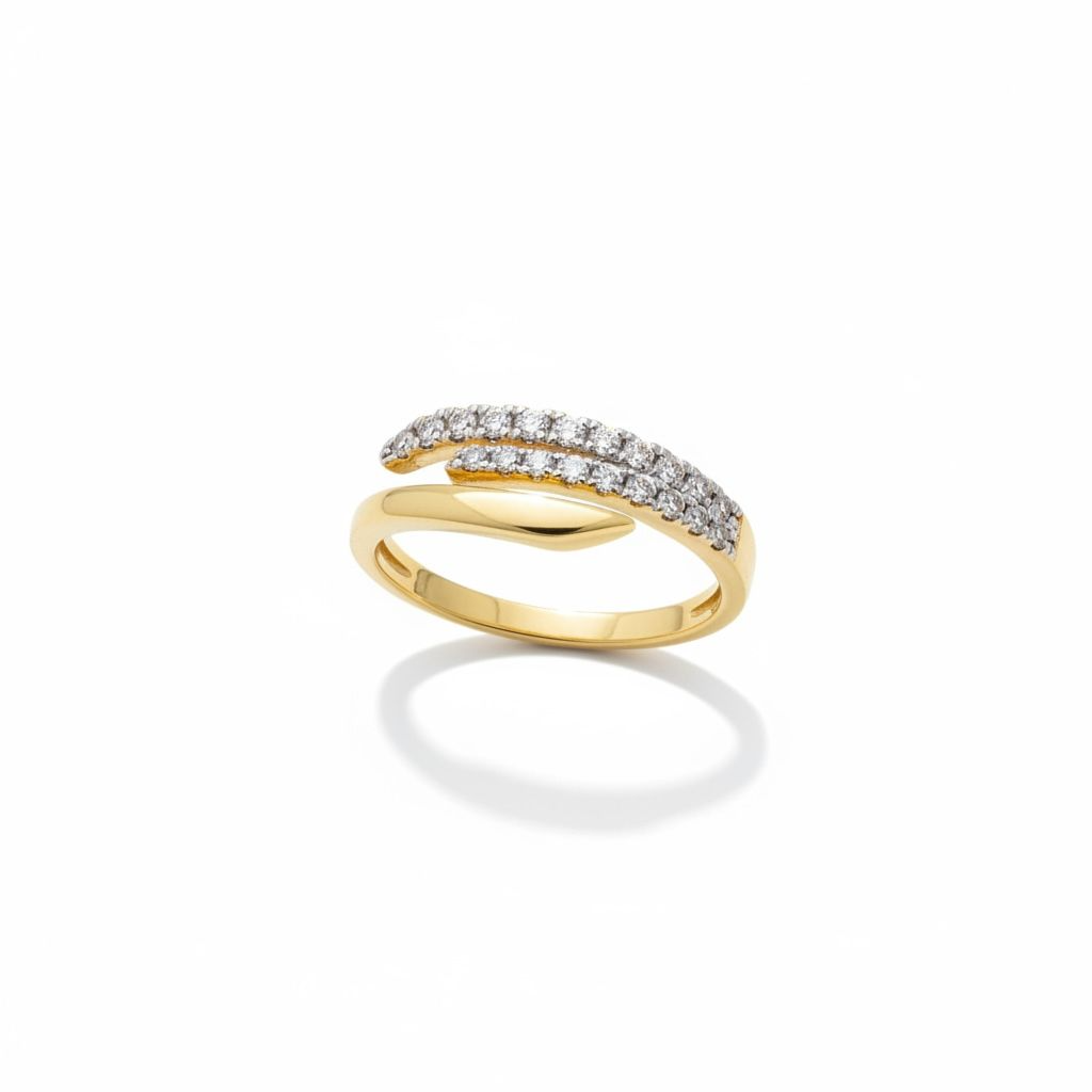14 karaat geelgouden ring met 24 diamanten van totaal 0,20 caraat G/SI