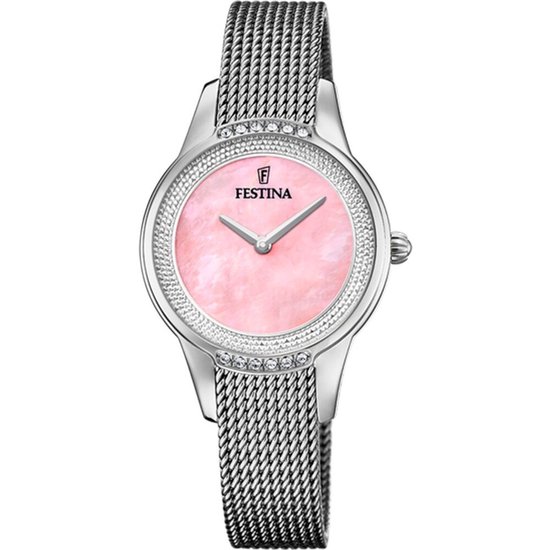 Productbeschrijving
Merk: Festina
Productgroep: Horloges
Doelgroep: Dames
Glas: Mineraalglas
Kleur Horlogekast: Zilver
Band Materiaal: RVS
Kleur Wijzerplaat: goud
Materiaal Kast: RVS
Tijdsaanduiding: Analog
Kleur Band: Zilver
Type Product: Polshorloge
Kastvorm: Rond
Kloktype: Polshorloge
Uurwerk: Quarz
Type Sluiting: Druksluiting
Waterdicht: 5 ATM
