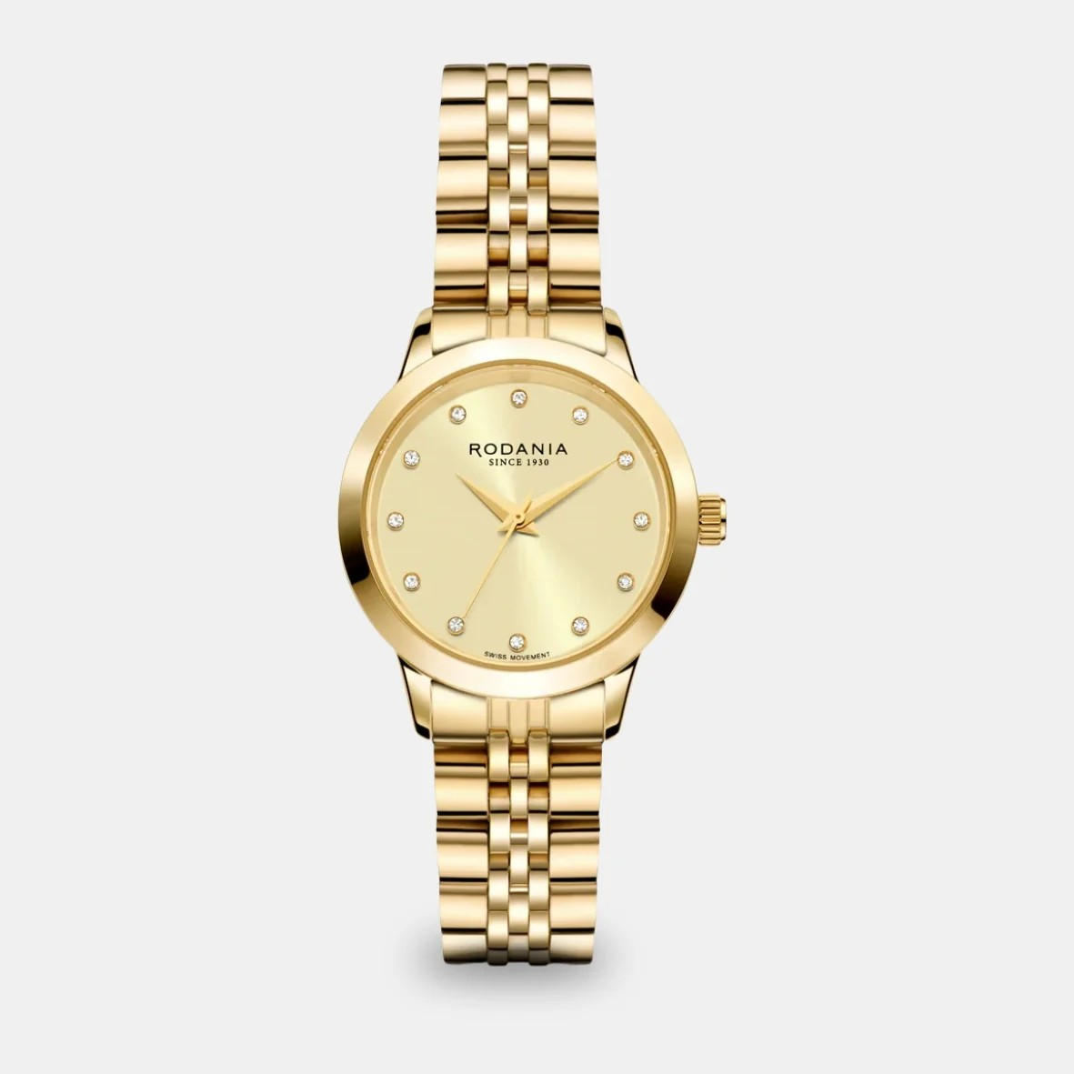 De Rodania Dameshorloge MONTREUX - R10010 is een verfijnd dameshorloge met een roestvrijstalen kast en een goudkleurige band. Zonder datumaanduiding, straalt deze polshorloge elegantie en eenvoud uit. Ideaal te dragen bij zowel formele als informele gelegenheden voor een klassieke, stijlvolle uitstraling. Perfect te combineren met gouden sieraden voor een harmonieuze look.