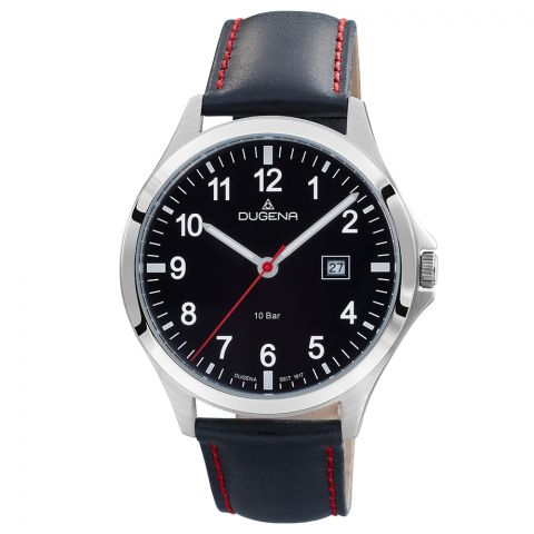 Die Dugena Herrenuhr, besticht durch ihr elegantes Design mit schwarzem Armband und einem 40 mm Edelstahlgeh&auml;use. Sie verf&uuml;gt &uuml;ber eine Datumsanzeige und ist perfekt f&uuml;r den t&auml;glichen Gebrauch sowie formelle Anl&auml;sse geeignet. Tragen Sie diese stilvolle Uhr am Handgelenk, um ein modernes und zeitloses Statement zu setzen.
