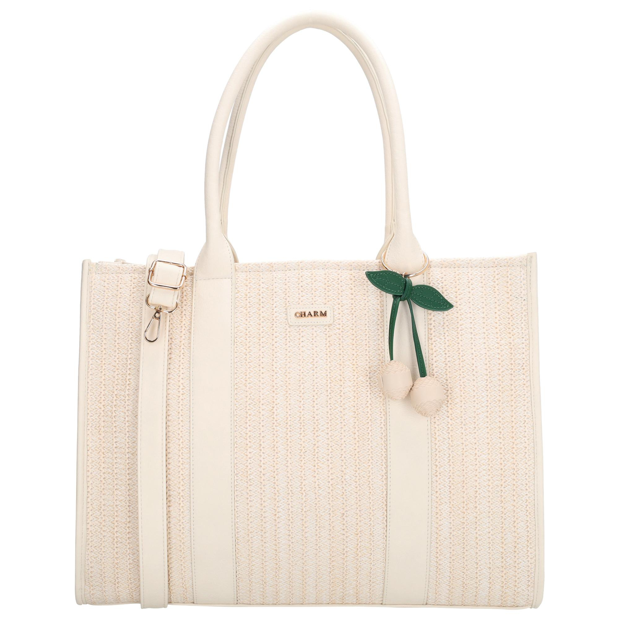 De Charm London Bermondsey Shopper is een ruime en praktische shopper met een stijlvolle riet look uitstraling. Dankzij het royale formaat is deze tas ideaal om al je dagelijkse spullen overzichtelijk mee te nemen. De shopper is geschikt voor diverse momenten zoals een dagje weg of onderweg naar werk of stad.

De tas sluit met een rits en heeft een overzichtelijke binnenkant met twee insteekvakken en een ritsvak voor kleinere items. Aan de achterkant bevindt zich een extra ritsvak voor spullen die je snel bij de hand wilt hebben. De verstelbare en afneembare schouderband zorgt voor extra draagcomfort en de leuke bag charm geeft de tas een speelse touch.

Kenmerken:

Riet look shopper
Ruim formaat
Sluit met rits
Twee insteekvakken
Ritsvak aan de binnenzijde
Achterritsvak
Verstelbare en afneembare schouderband
Voorzien van een leuke bag charm