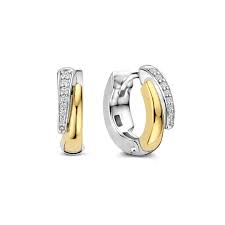 De TI SENTO Oorbellen modelnummer 78052ZY zijn vergulde creolen, gemaakt van 925 sterling zilver en hebben een goud-zilver kleur. Ze zijn 14 mm in diameter en 4 mm breed. Deze nieuwe, nikkelvrije oorbellen zijn perfect voor elke gelegenheid en kunnen goed worden gecombineerd met andere sieraden voor een elegante uitstraling. Draag ze voor een verfijnde look.