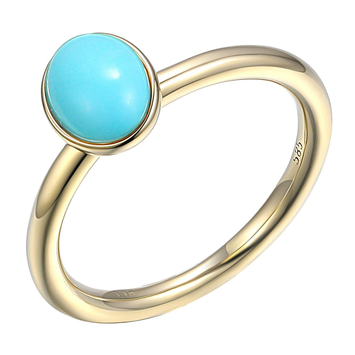 GGE1924. Geelgouden damesring met een ovale turquoise edelsteen. 1.00crt. 