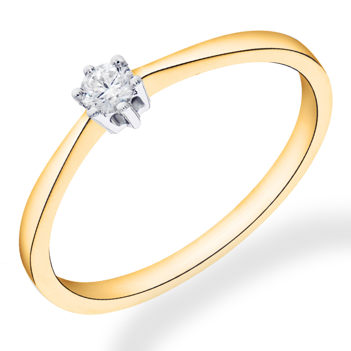 GGA1685. Geelgouden damesring. Solitair model met een 6 pootchaton. 0.07crt h si. 