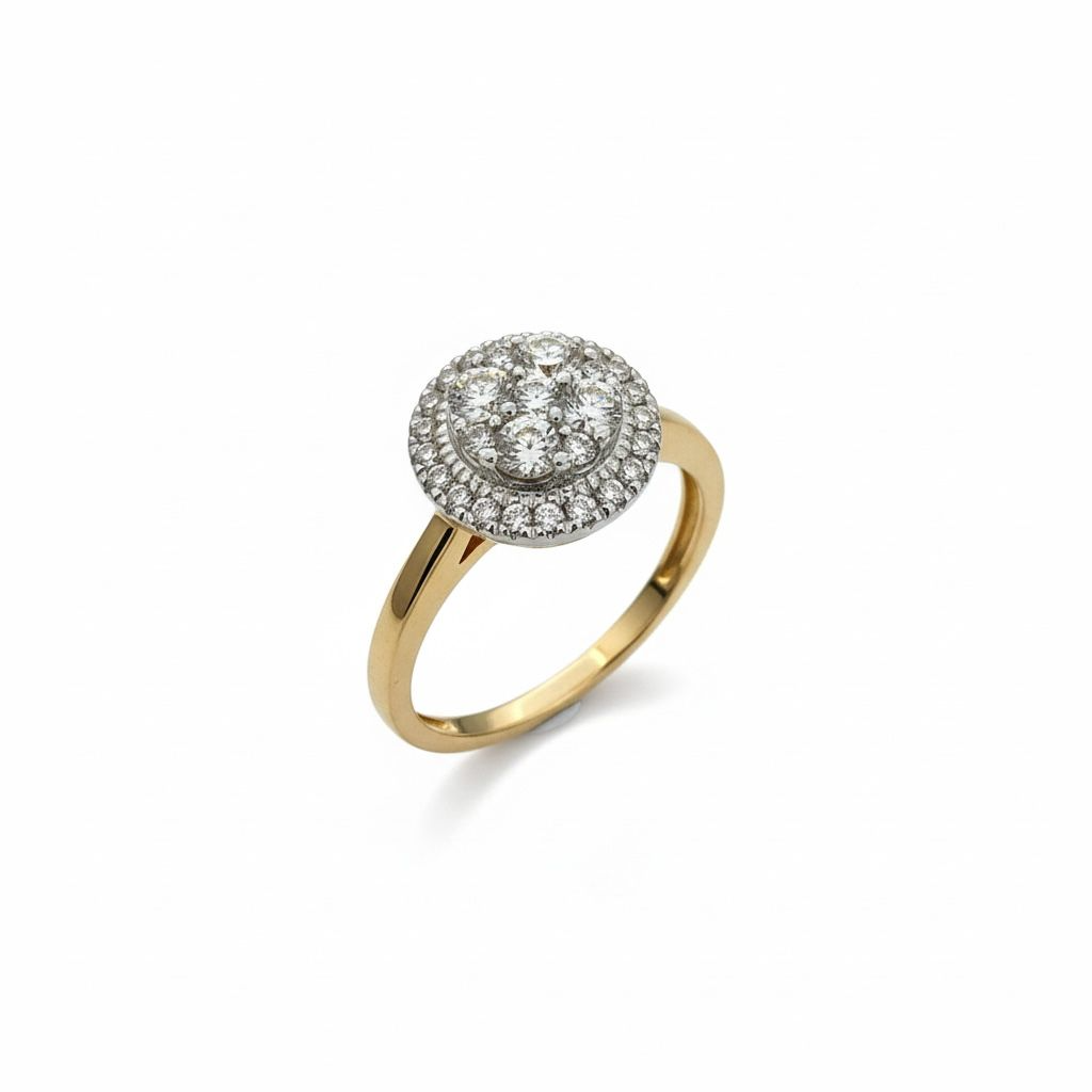 14 karaat geelgouden ring met 29 diamanten van totaal 0.31 caraat