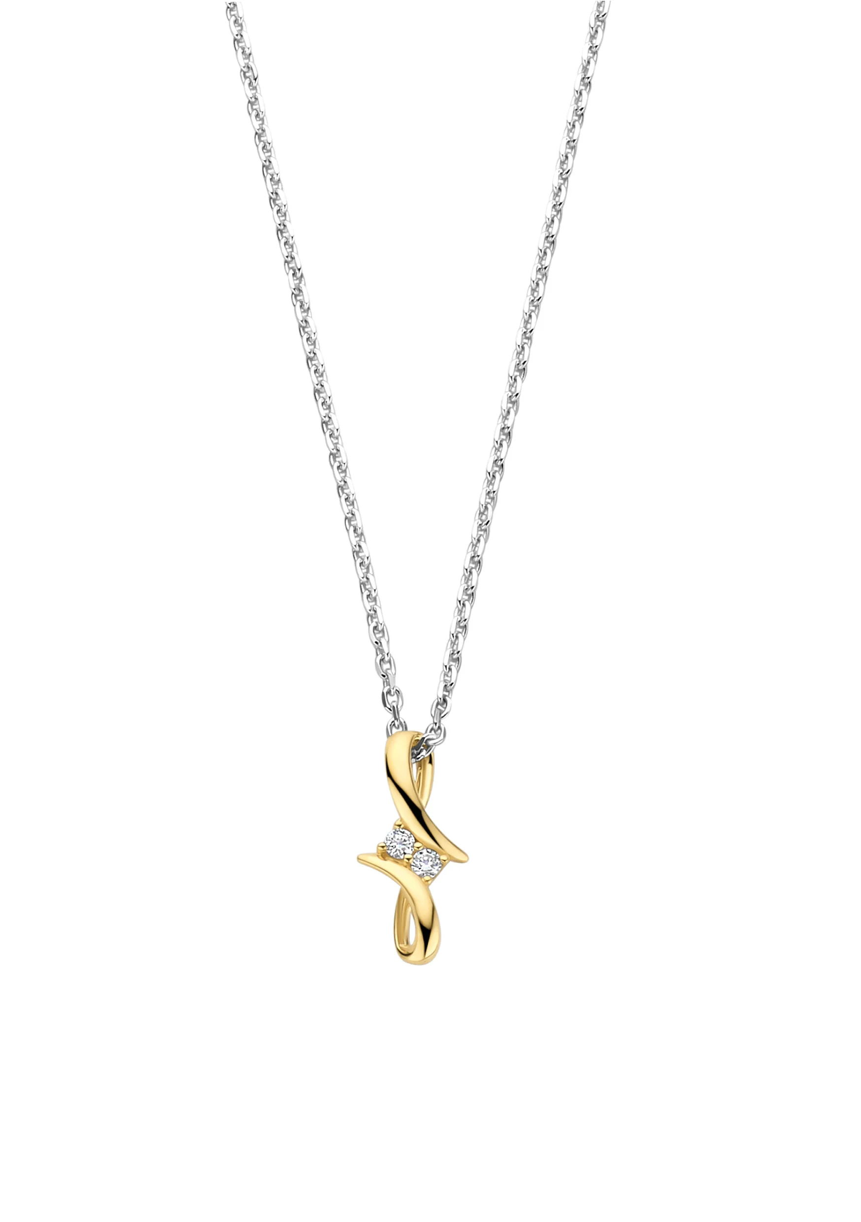 Gouden hanger met 2x zirkonia 