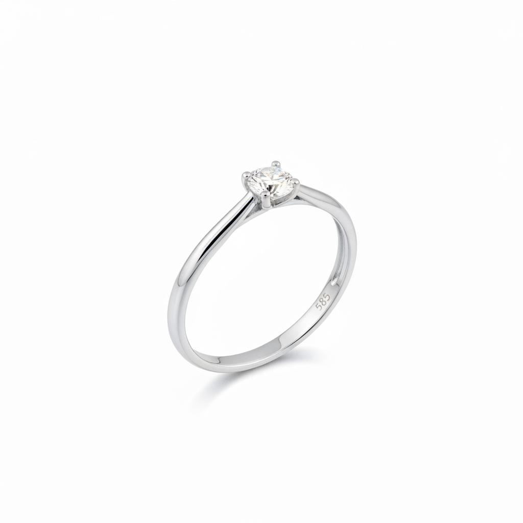14 karaat witgouden ring met briljant van 0,25caraat h/SI