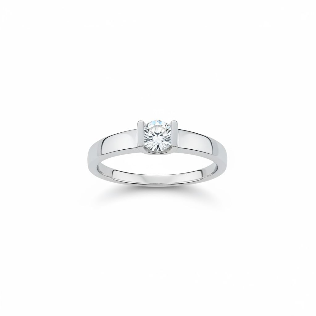 14 karaat witgouden ring met briljant van 0.20 caraat H/SI.