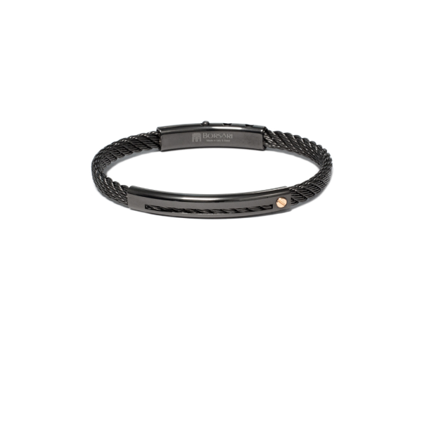 Borsari BR-SK04BB heren armband staal met 18 karaat goud