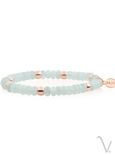 BRON Reflex Mix armband  met Aquamarijn en 18 krt Rose goud