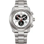 Titanium herenhorloge met titanium band en chronograaf functie 5 atm waterdicht. Eco drive oplaadsysteem d.m.v. licht.