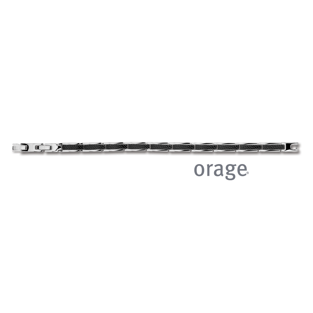 Orage Armband heren staal zwart