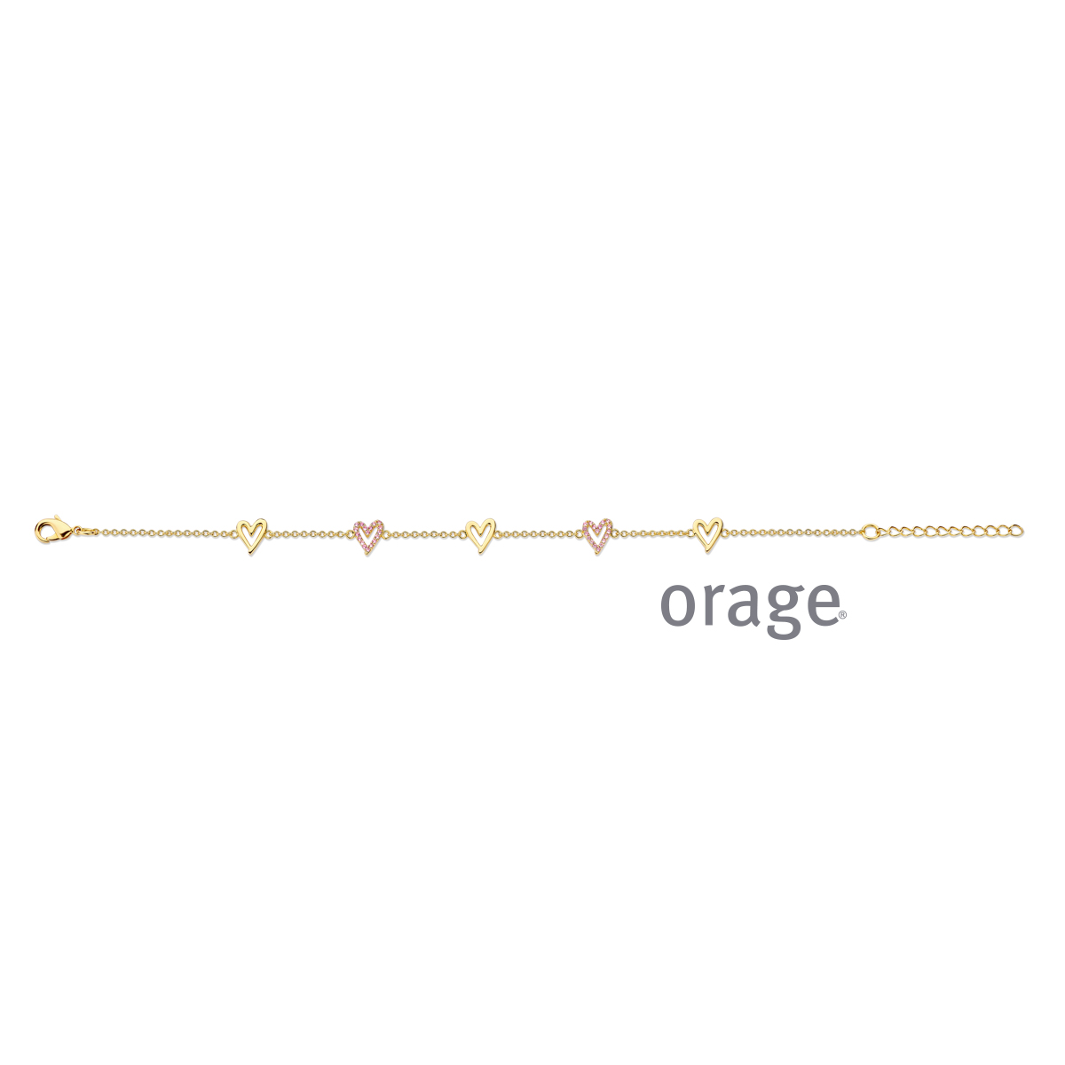 Orage Armband hart verguld geel goud met zirkonia steentjes