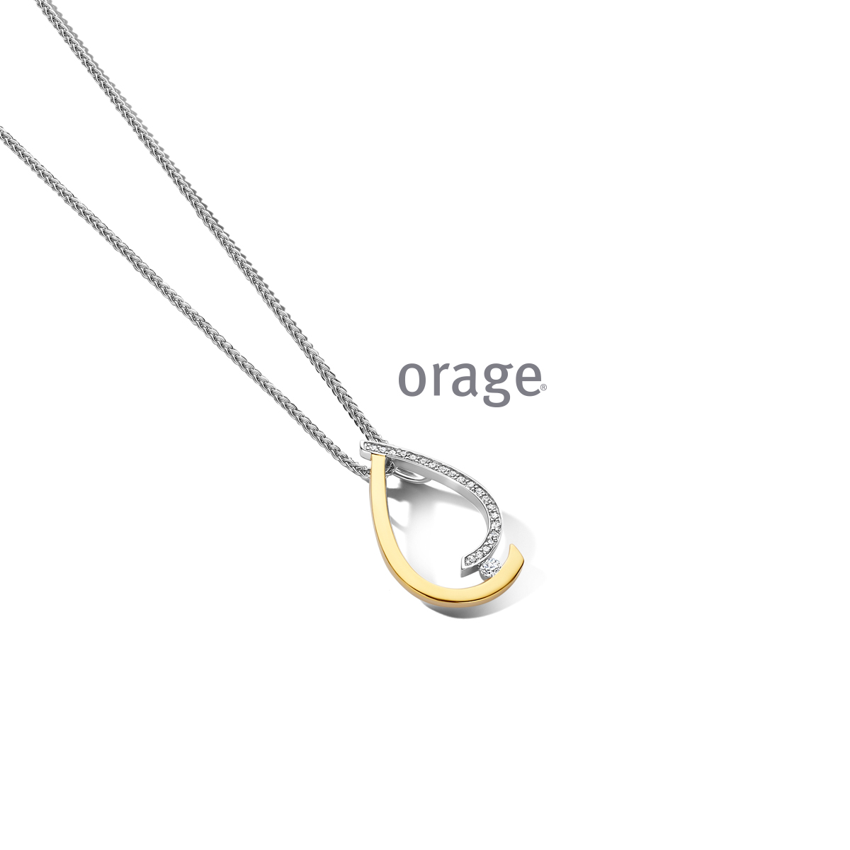 Orage Ketting zilver bicolor geel