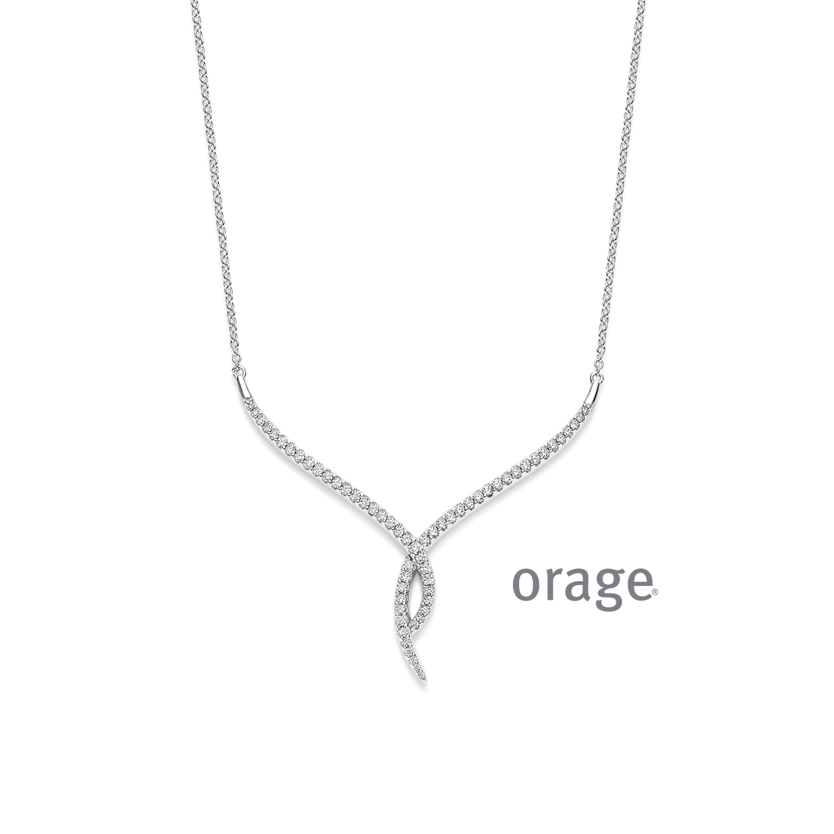 Orage Ketting zilver met zirkonia stenen