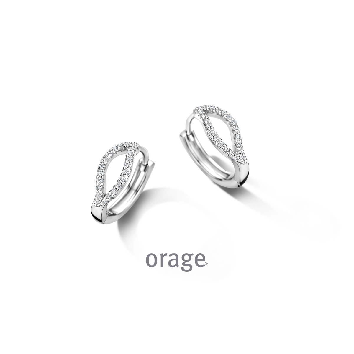 Orage creolen zilver met zirkonia steentjes