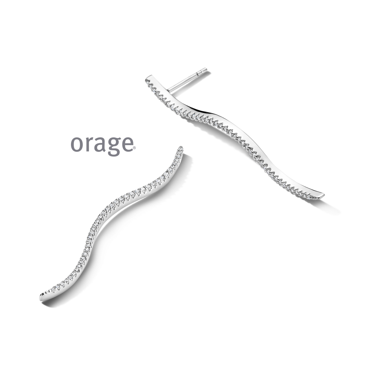 Orage Oorslingers zilver met zirkonia steentjes