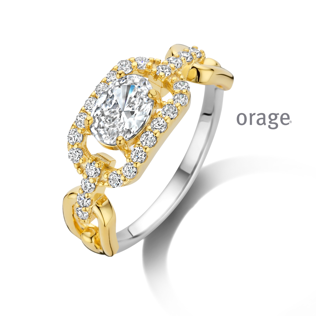 Ring yell 925 rh CZ (V/39)