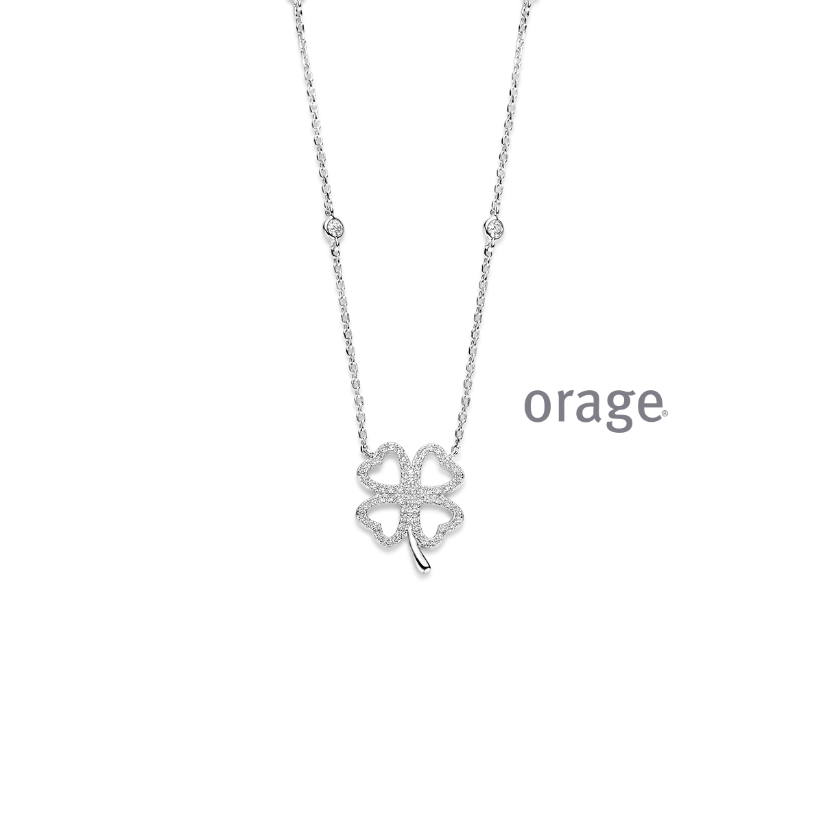 Orage ketting zilver met zirkonia steentjes