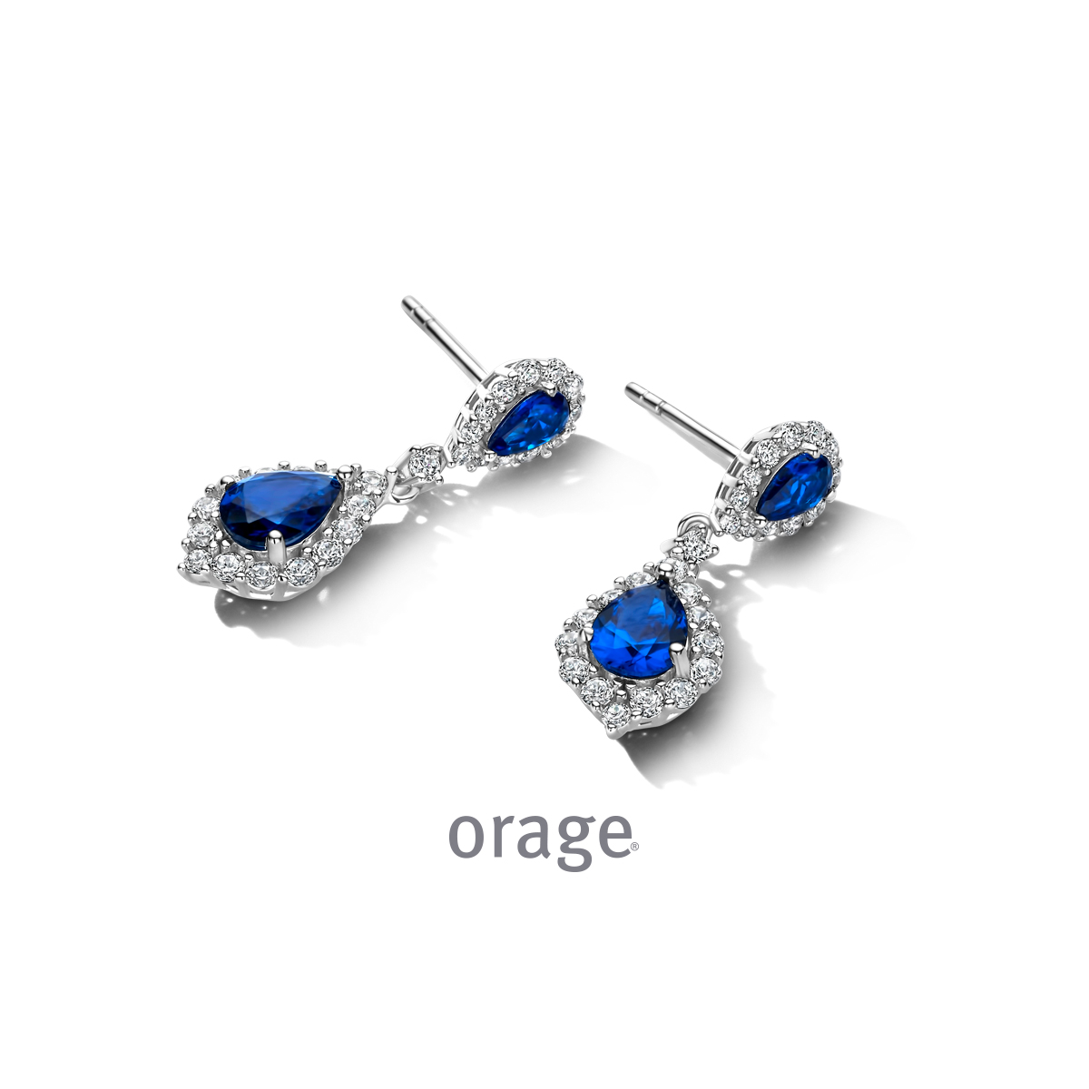 Orage oorhangers zilver met zirkonia stenen