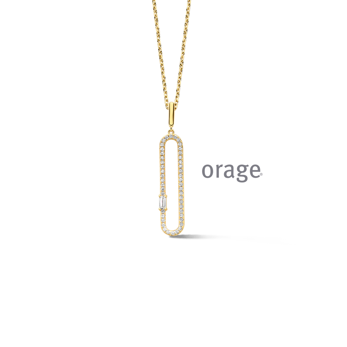 Orage Ketting verguld geel met zirkonia steentjes