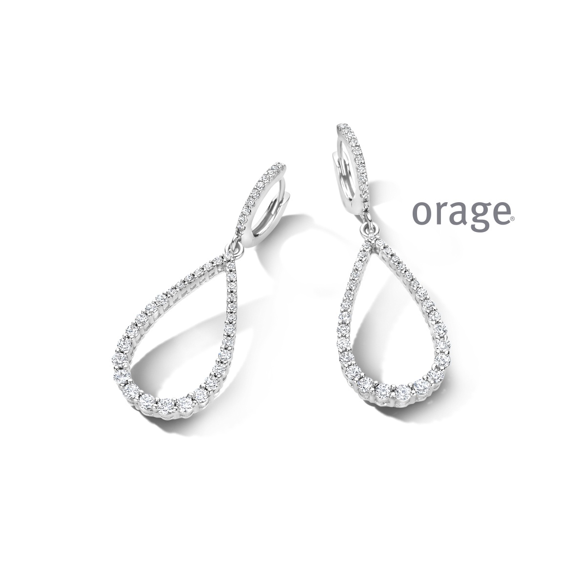 Orage oorslingers zilver met zirkonia steentes