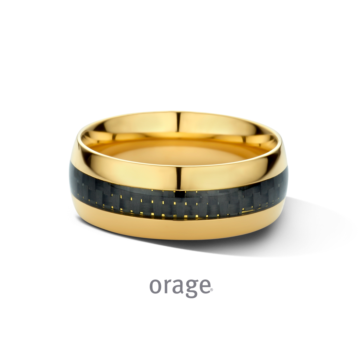 Orage Ring staal geel zwart