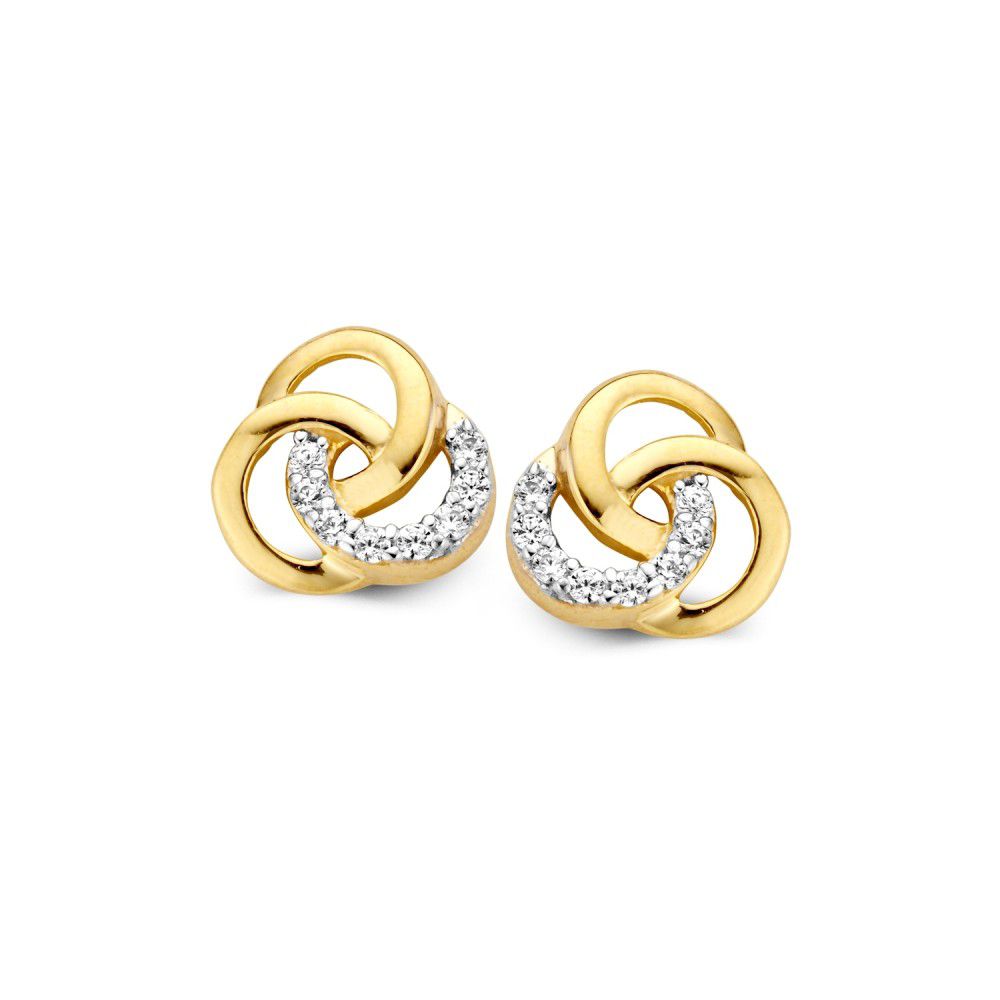  Excellent Jewelry 14krt oorstekers in geelgoud met zirkonia, Deze glanzende oorbellen met een breedte van 8,1 mm zijn perfect te combineren met zowel casual als formele outfits voor een verfijnde look.