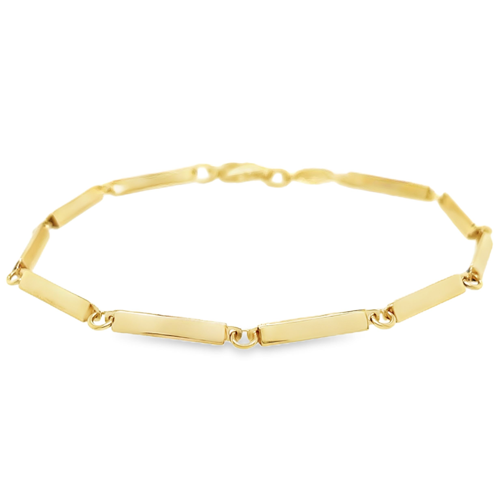 14kt gouden armband met driehoekige buisschakel 2.6mm breed