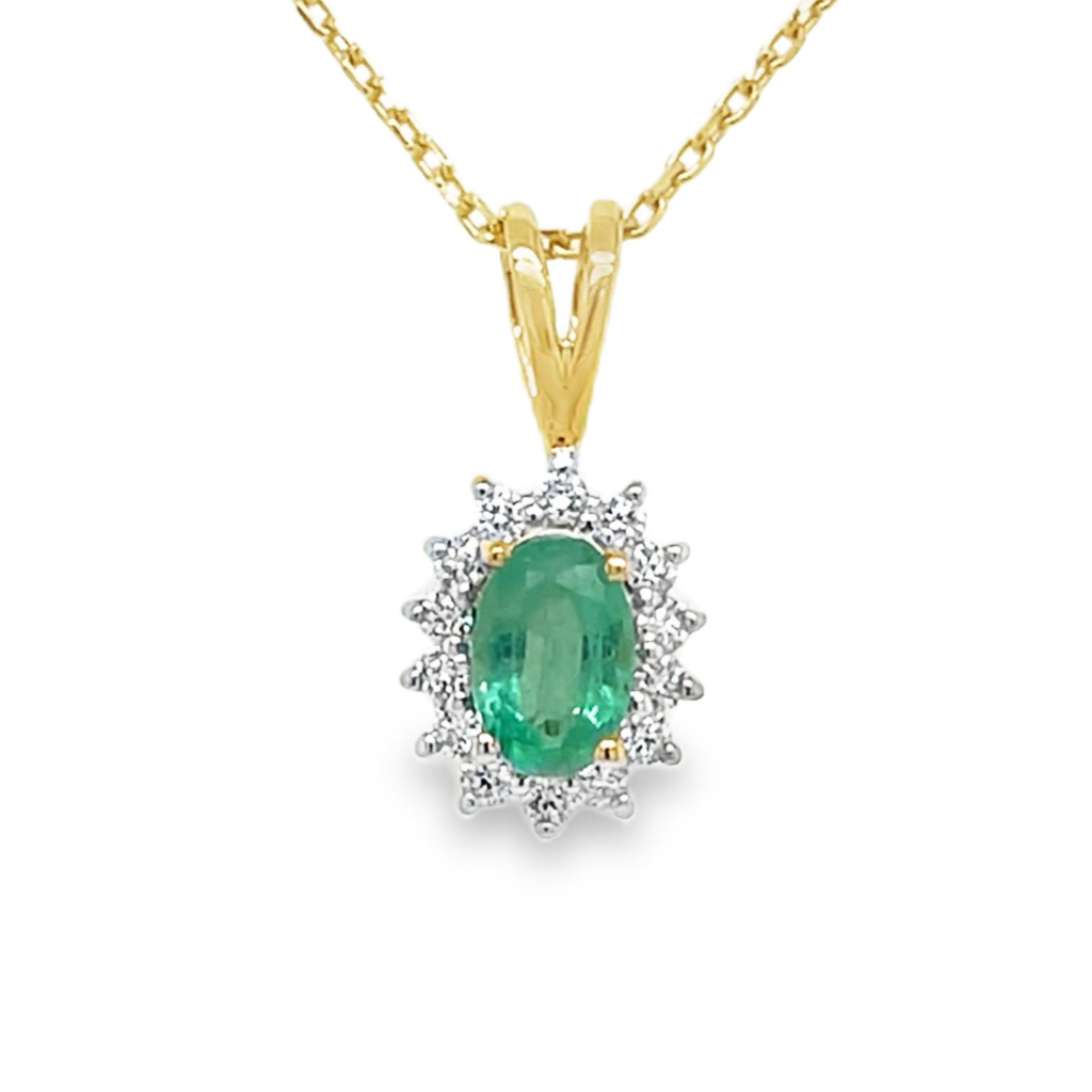 14kt gouden hanger met smaragd en briljanten
