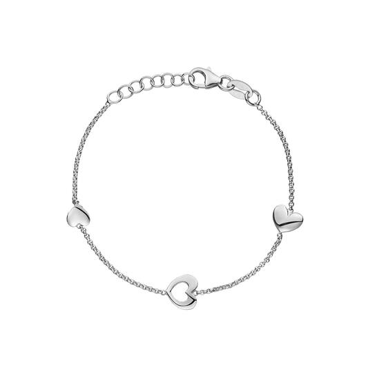 De Zilver gerhodineerde kinderarmband met modelnummer 104057116 is een stijlvolle kinderarmband met drie hartjes. Deze armband valt onder de categorie 'sieraad' en het type 'armband', met een maat van 160. Draag deze armband comfortabel om de pols van uw kind voor een elegante uitstraling bij elke gelegenheid. Perfect als cadeau of als dagelijks accessoire.