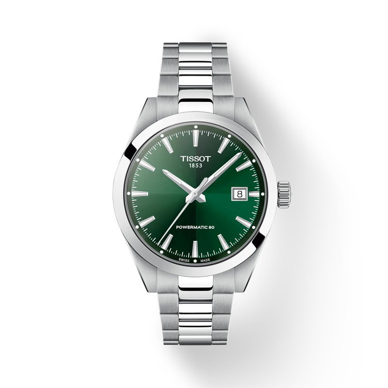 Dit Tissot Gentleman herenhorloge is onderdeel van de T-Classic serie. Deze lijn bestaat, zoals de naam al doet vermoeden, uit horloges met een klassieke twist.

Dit model heeft een stalen kast (38mm) en schakelband. Het horloge is voorzien van een automatisch uurwerk, met een gangreserve van 80 uur. Via de glazen achterkant is bovendien het bijzondere powermatic uurwerk te bewonderen. Op de groene wijzerplaat is naast de tijd ook de datum af te lezen. Daarnaast is het horloge afgewerkt met een saffierglas en een waterdichtheid tot maar liefst 100 meter! Het horloge heeft een zogenaamde silicium balansveer. Door dit materiaal is de veer beter bestendig tegen magnetische velden en heeft het horloge een hoge precisie. De T165.807.11.091.00 is perfect voor heren die op zoek zijn naar een klassiek, luxe en bijzonder polshorloge.

Diameter:38 mm
Tot 80 uur gangreserve
316L roestvrijstalen behuizing
Doorkijkkast
Zwitsers automatisch uurwerk
Gebold krasbestendig saffierglas met antireflecterende coating
Verwisselbare band met snelsluiting