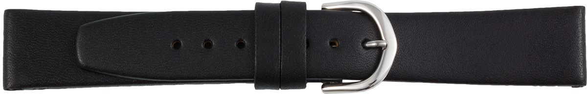 Horlogeband leder 14mm zwart glad