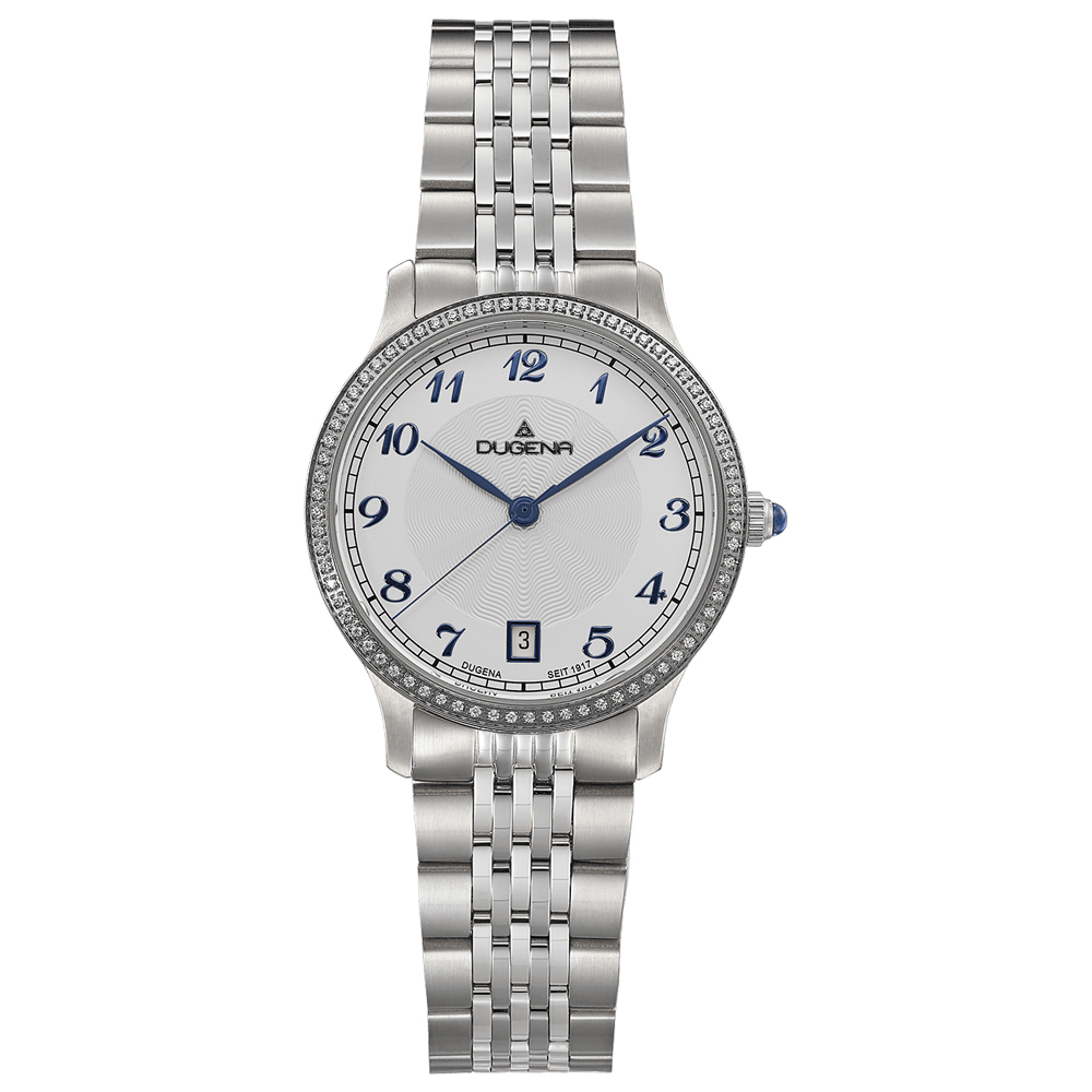 Diese Saphir MB Uhr besticht durch ein 32mm rundes Edelstahlgeh&auml;use mit Saphirglas, silberfarbenem Armband und wei&szlig;em Zifferblatt. Eigenschaften: Quarzuhrwerk, Wasserdicht bis 5 ATM, Datumsfunktion. Perfekt f&uuml;r den t&auml;glichen Gebrauch. Optimal f&uuml;r formelle und legere Anl&auml;sse.   
