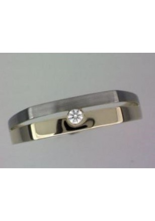 Herenring in bi-color goud 18 k met zirconia 