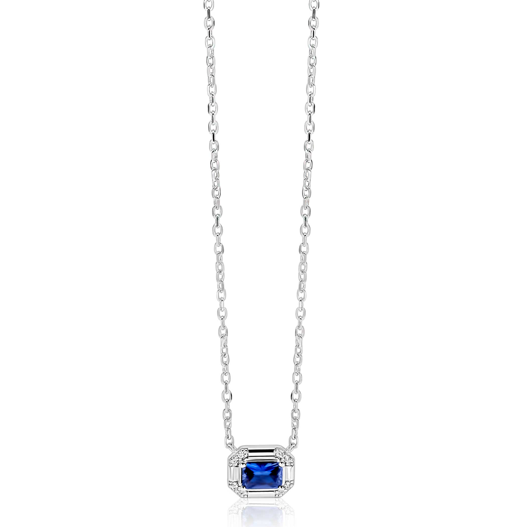 zic2803B zilveren collier van Zinzi blauw en zirconia