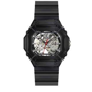 De ICE Watch BEWATCH 2 - Black Skeleton - 48mm - Automaat (modelnummer 025686) heeft een automatische beweging, een zwarte kunststof siliconen band, en een rechthoekige zwarte behuizing. De wijzerplaat is doorzichtig met strookindexen. Het horloge is nikkelvrij, heeft geen datumaanduiding of lichtfunctie, en is waterbestendig tot niveau 3. Ideaal voor dagelijks gebruik.