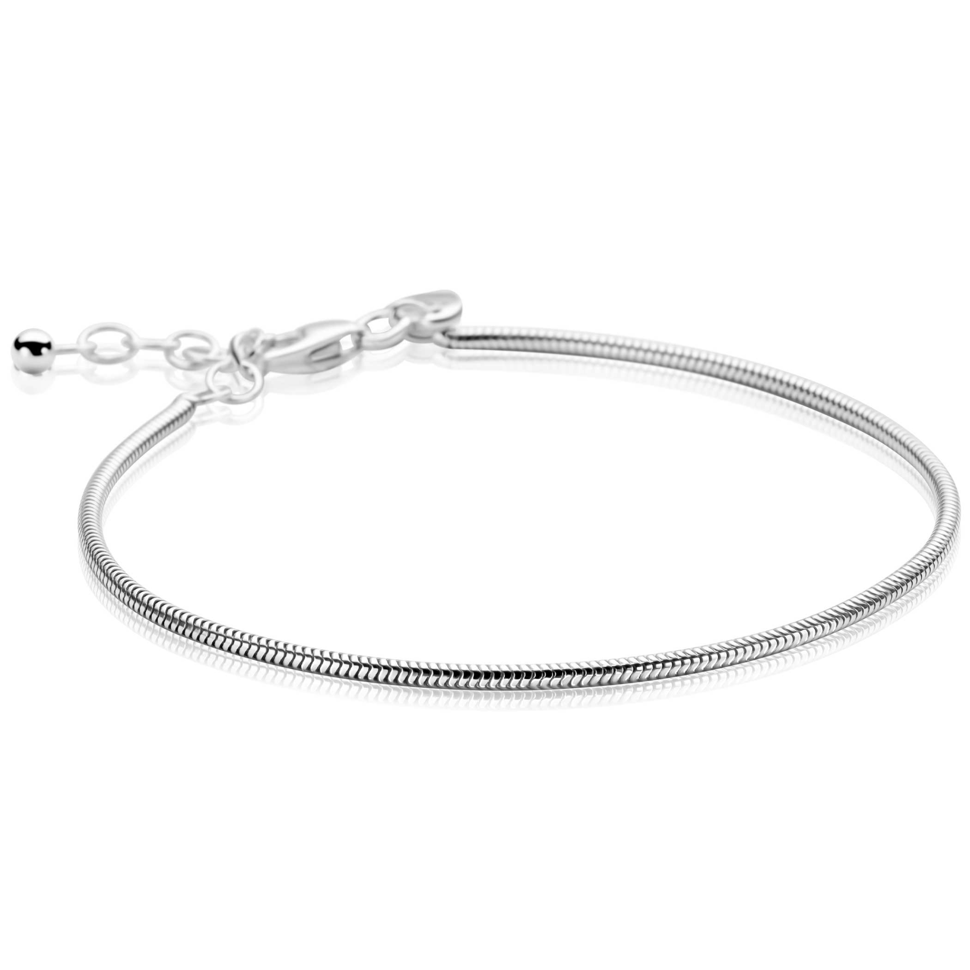 ZINZI zilveren ronde slangen armband. De schakels zijn 1,6mm breed. De lengte van de armband is te vari&euml;ren tussen 17 en 20cm. De armband is vervaardigd van eerste gehalte zilver (925) en voorzien van een extra rodiumlaag voor een langdurige glans.