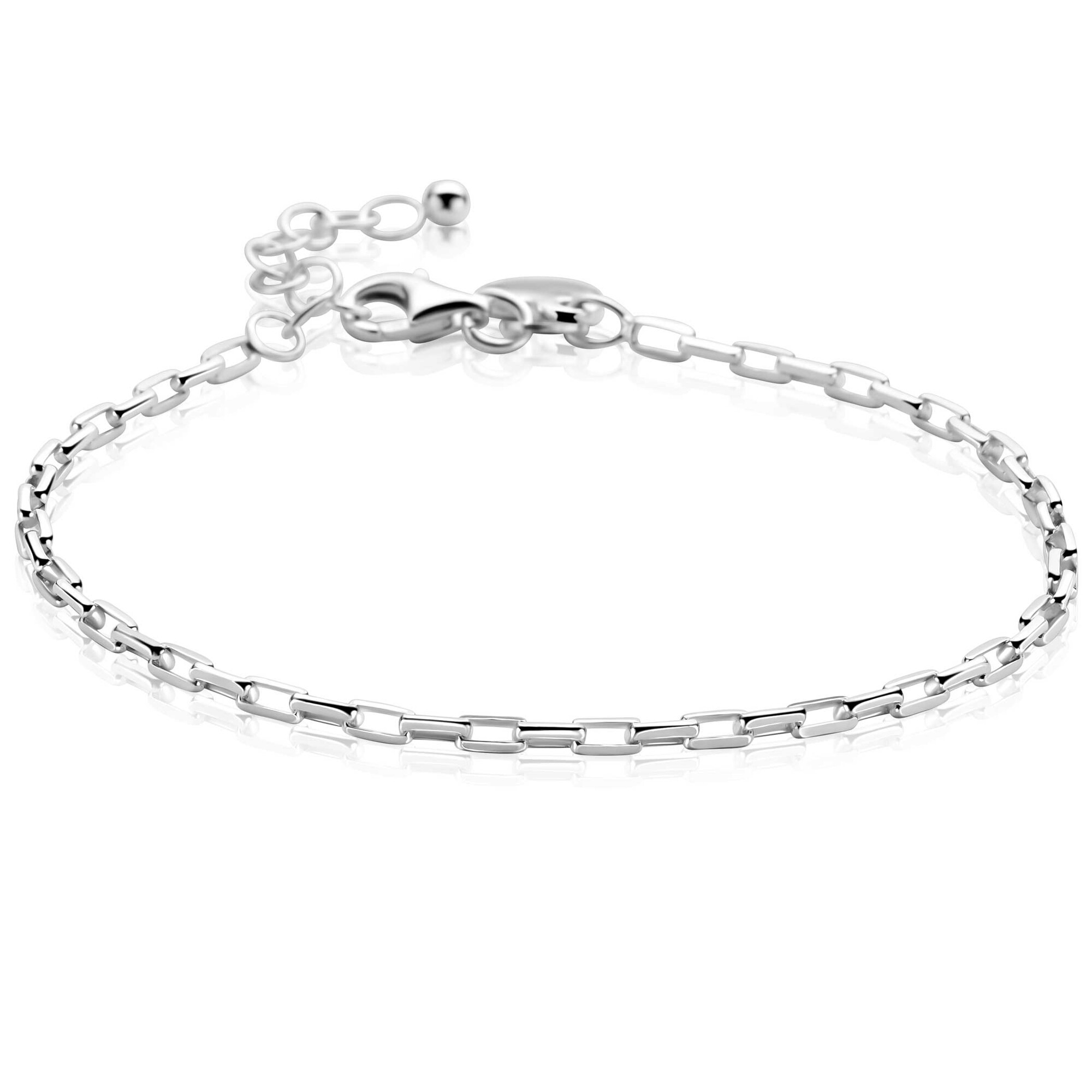 ZINZI zilveren paperclip schakel armband. De schakels zijn 2,2mm breed. De lengte van de armband is te vari&euml;ren tussen 18 en 20cm. De armband is vervaardigd van eerste gehalte zilver (925) en voorzien van een extra rodiumlaag voor een langdurige glans.