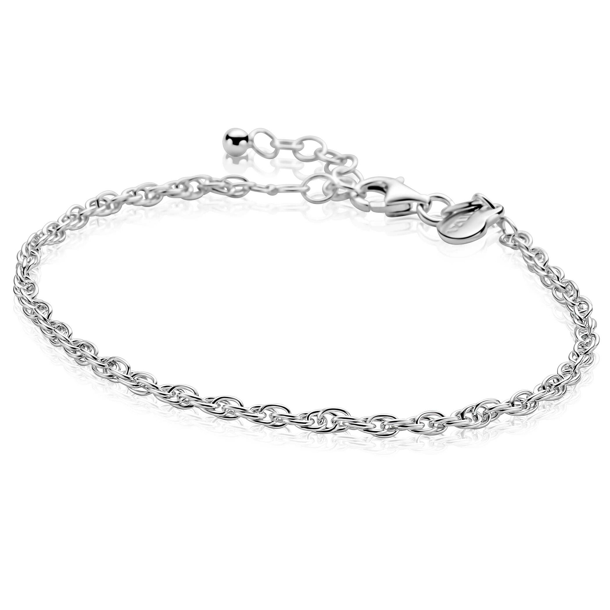 ZINZI zilveren massieve platte koord armband. De schakels zijn 2,6mm breed. De lengte van de armband is te vari&euml;ren tussen 18 en 20cm. De armband is vervaardigd van eerste gehalte zilver (925) en voorzien van een extra rodiumlaag voor een langdurige glans.