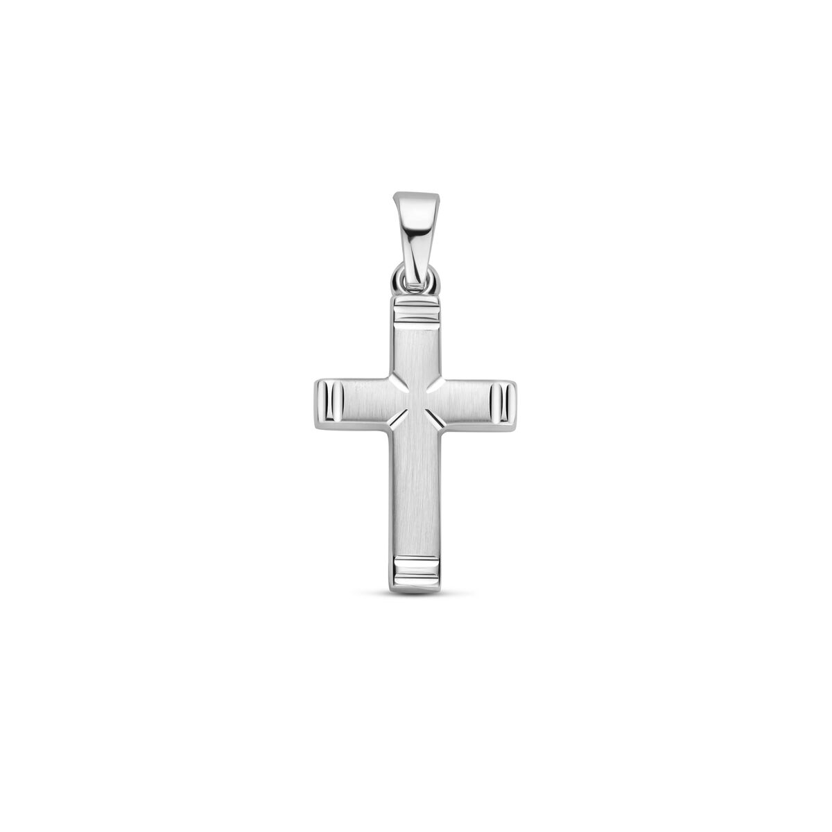 Zilveren kruisje poli mat/gediamanteerd 20mm